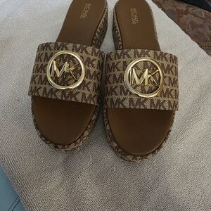 Michael Kors Brown Logo Slide Sandals